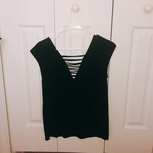 Black V-Neck with Straps